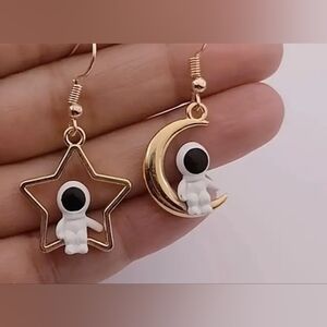 Gold Star and Moon Astronaut Earrings Like Any 5 Pairs For $20 Bundle